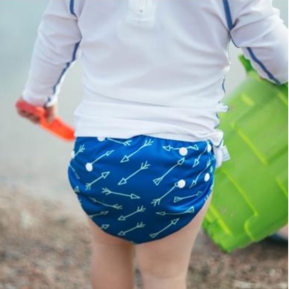 Beau & Belle diaper cover Baby Cloth Swim Diaper Blue Green Arrows Adjusts - Picture 9 of 12